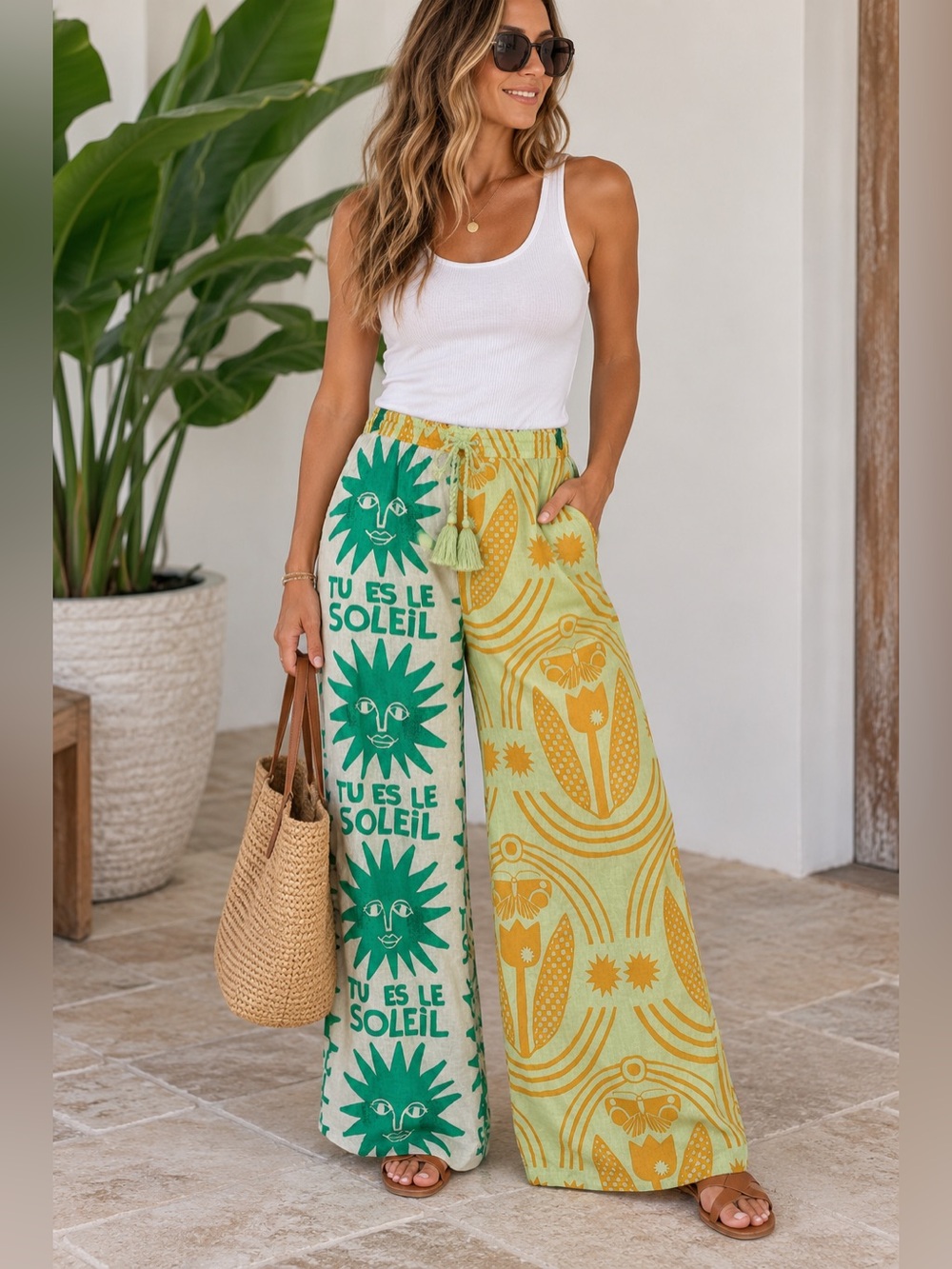 Anthropologie Anisa Makhoul Printed
Wide-Leg Pants Size Medium
